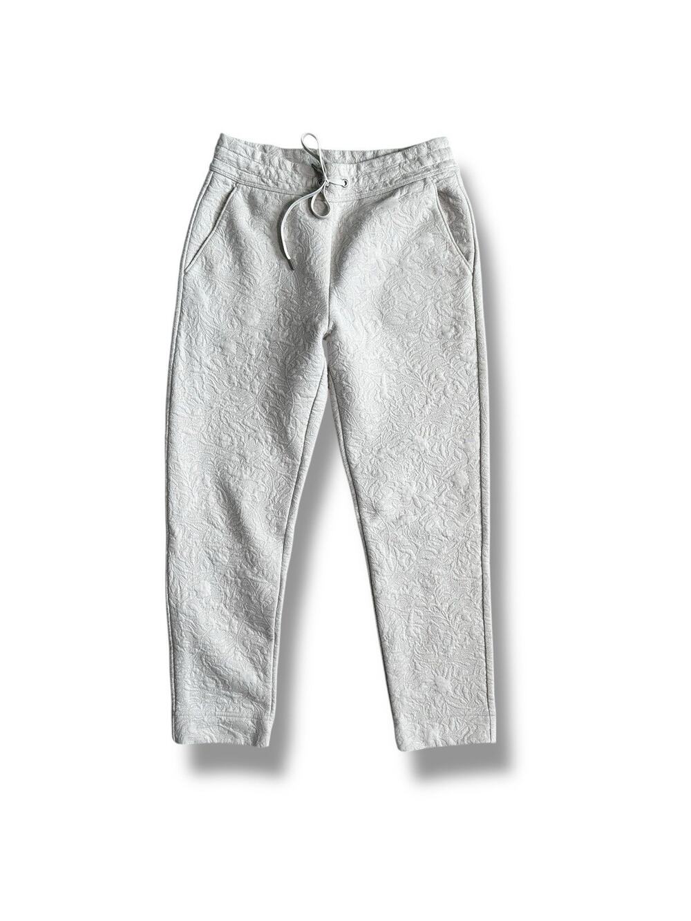 Club Monaco Cream Textured Floral Pull-on Drawstring Elastic Waist Pants Small